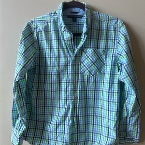 Tommy Hilfiger Green and Blue Casual Button Down Boy’s Shirt